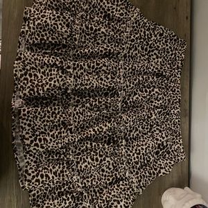 shein brown cheetah print ruffle skirt